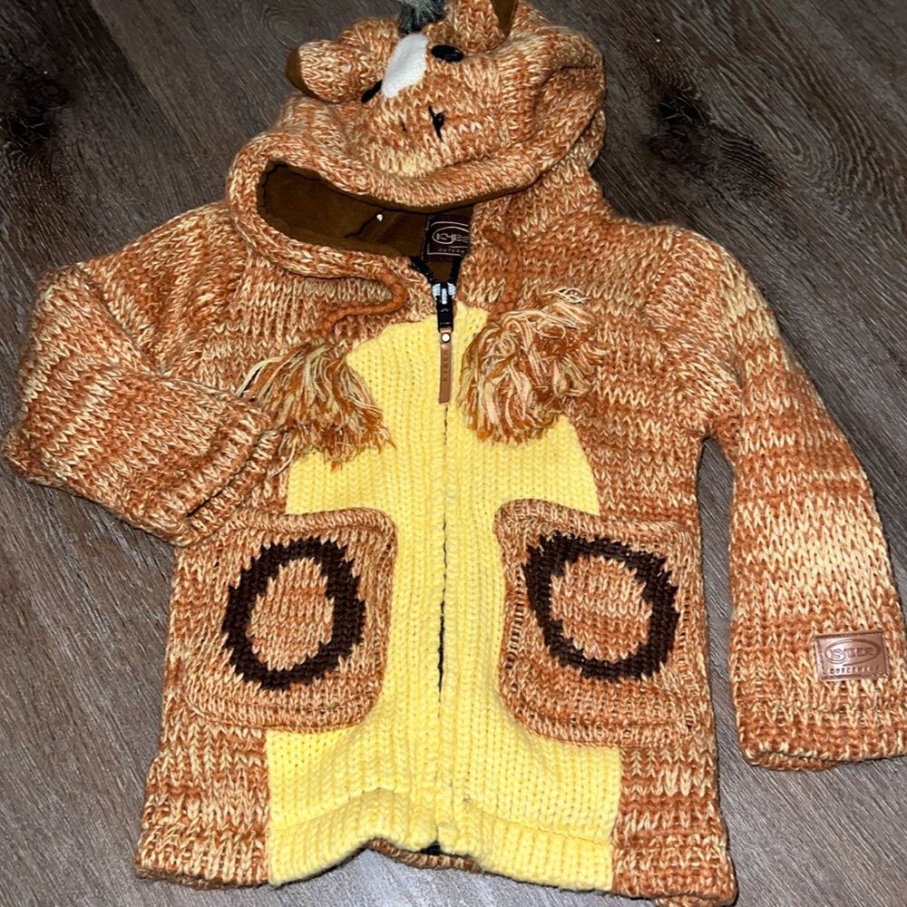 Kyber Outerwear Kids Size Large Wool Blend Sweater Jacket Hooded Cow  Fleece 2T